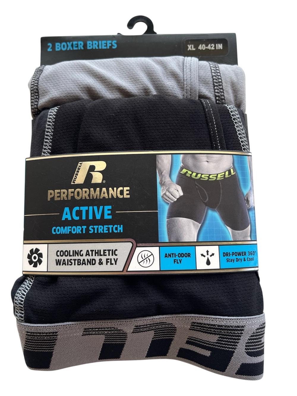 Russell Athletic Boxer Briefs 2-Pack XL 40-42 Performance Moisture Wicking